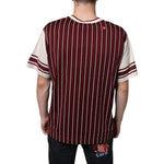 Dolce & Gabbana Maroon Stripes Cotton Logo V-neck T-shirt TSH86651-50