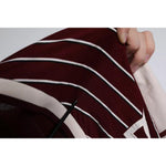 Dolce & Gabbana Maroon Stripes Cotton Logo V-neck T-shirt TSH86651-50