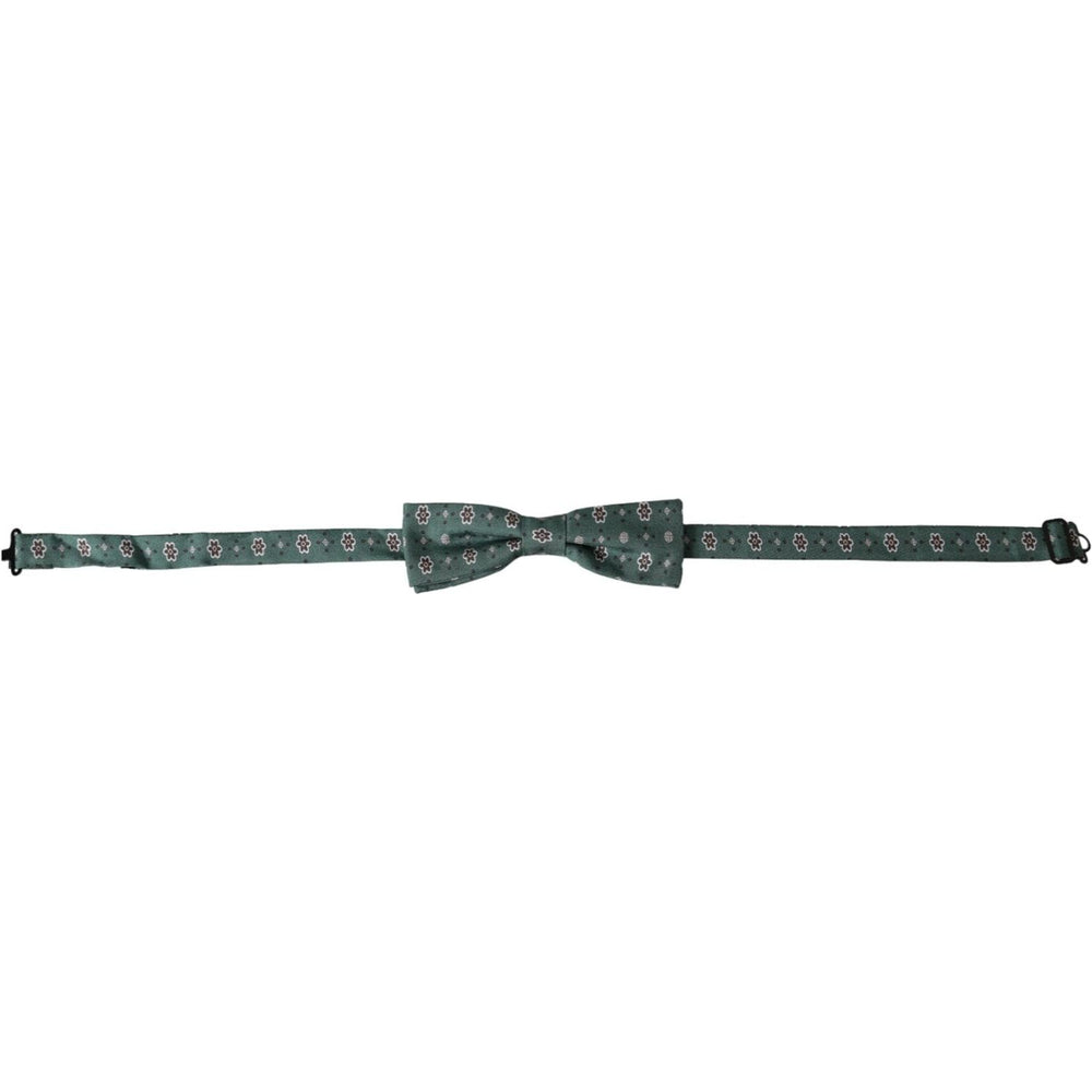 Dolce & Gabbana Mint Green Floral Adjustable Neck Men Bow Tie FT3940