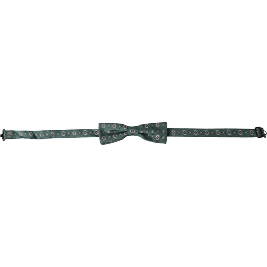 Dolce & Gabbana Mint Green Floral Adjustable Neck Men Bow Tie FT3940