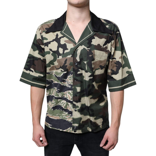 Dolce & Gabbana Multicolor Camouflage Button Down Men Casual Shirt TSH87098-40
