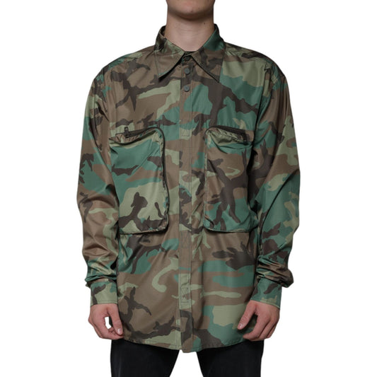 Dolce & Gabbana Multicolor Camouflage Button Down Shirt TSH87100-43