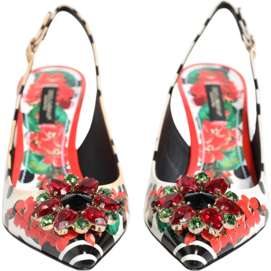 Dolce & Gabbana Multicolor Crystal Heels Slingback Shoes LA11752-36.5
