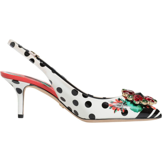 Dolce & Gabbana Multicolor Crystal Heels Slingback Shoes LA11752-36.5