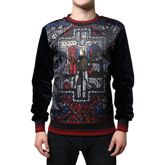 Dolce & Gabbana Multicolor Jacquard Crew Neck Sweatshirt Sweater TSH87126-44