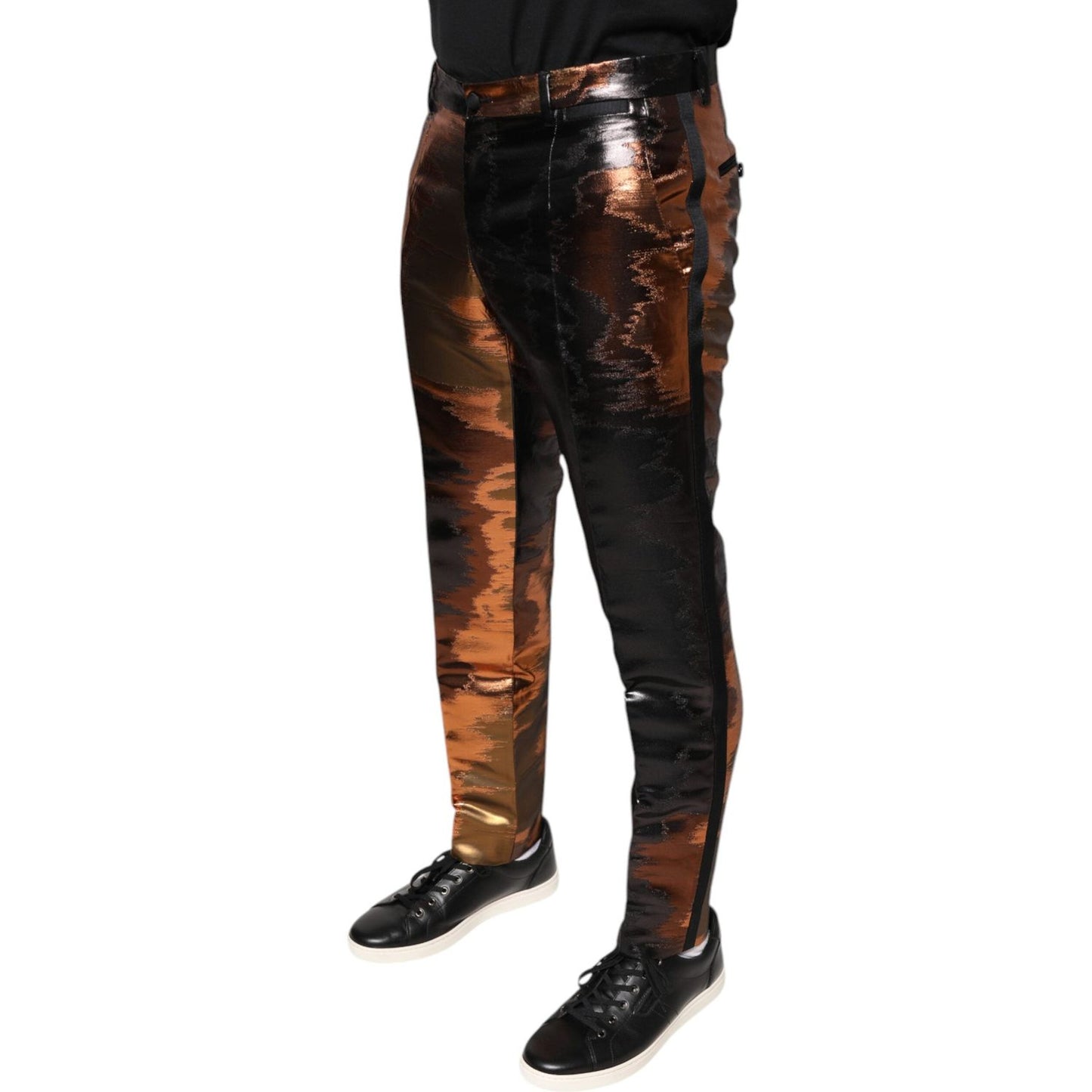 Dolce & Gabbana Multicolor Jacquard Skinny Men Pants PAN75357-48