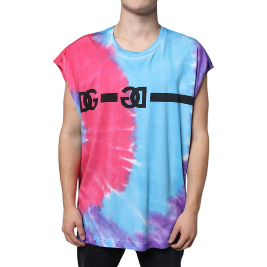 Dolce & Gabbana Multicolor Tie Dye Cotton Sleeveless T-shirt TSH86634-52