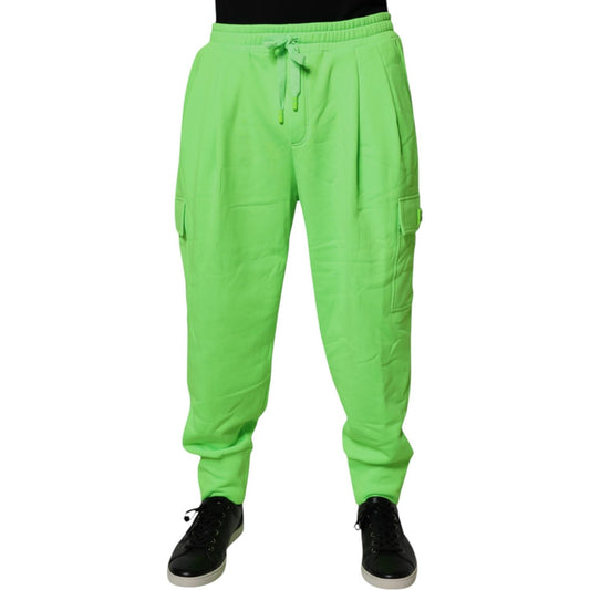 Dolce & Gabbana Neon Green Cargo Jogger Men Sweatpants Pants PAN75201-52