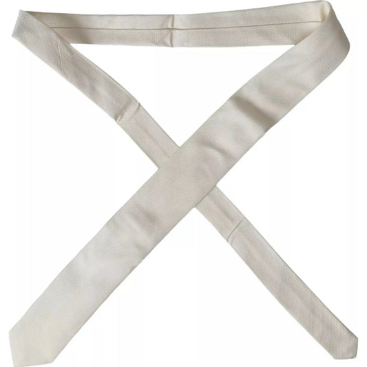 Dolce & Gabbana Off White Patterned Silk Classic Adjustable Tie KRA3374