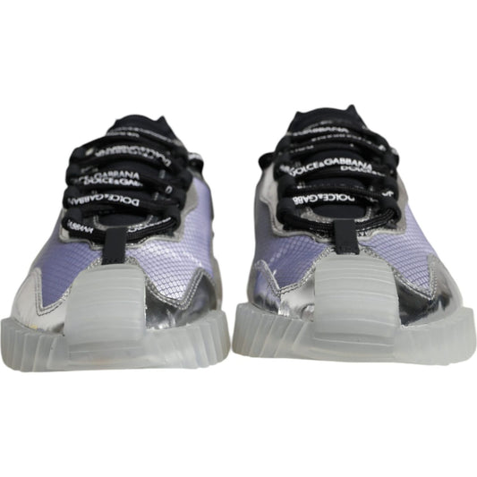Dolce & Gabbana Silver Black Nylon NS1 Low Top Sneakers Shoes MV6143-40