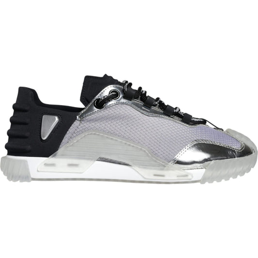 Dolce & Gabbana Silver Black Nylon NS1 Low Top Sneakers Shoes MV6143-40