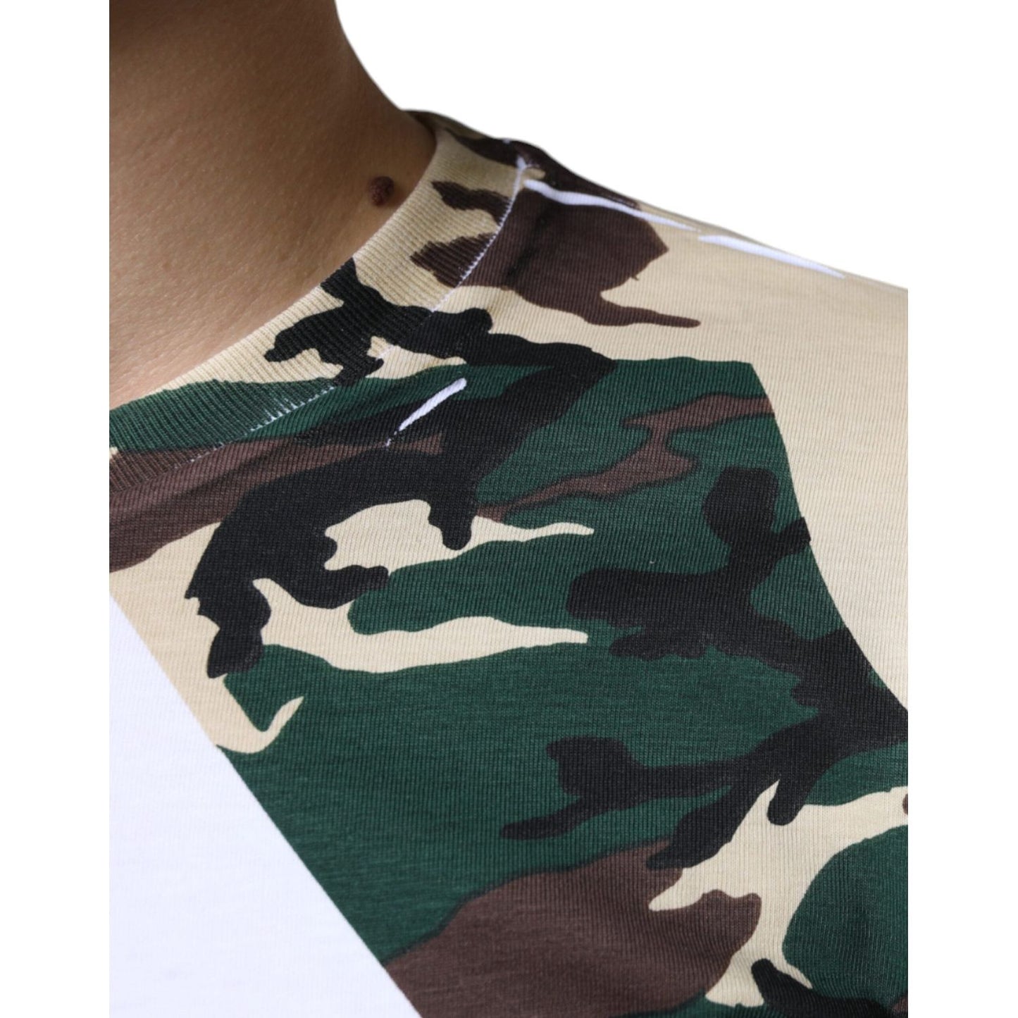 Dolce & Gabbana White Camouflage Stars Crew Neck T-shirt TSH86639-46