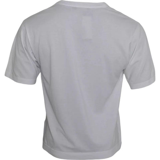 Dolce & Gabbana White Cotton DG Applique Men Casual T-shirt TSH86458-44