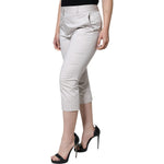 Dolce & Gabbana White Cotton Mid Waist Cropped Skinny Pants Dolce & Gabbana Gray