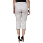 Dolce & Gabbana White Cotton Mid Waist Cropped Skinny Pants Dolce & Gabbana Gray