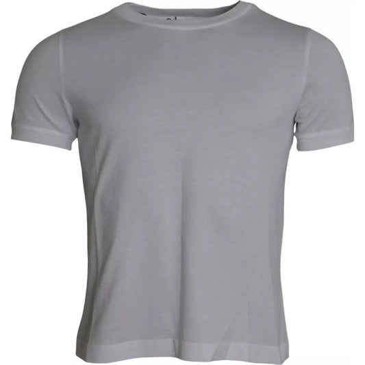 Dolce & Gabbana White Cotton Round Neck Short Sleeve T-shirt TSH86449-44