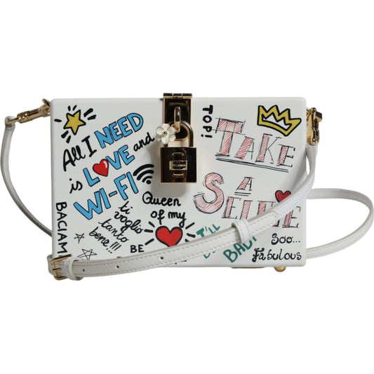 Dolce & Gabbana White Graffiti Print Clutch Crossbody Bag BAG4135