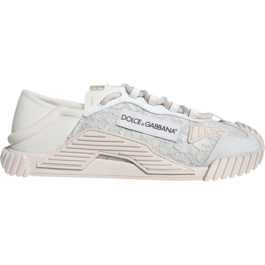 Dolce & Gabbana White Lace NS1 Low Top Sneaker Sports Shoes LA11721-41.5