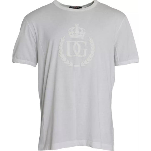 Dolce & Gabbana White Logo Embossed Cotton Crewneck T-shirt TSH86397-56
