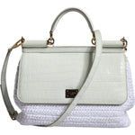 Dolce & Gabbana White Rafia Leather SICILY Crossbody Bag Dolce & Gabbana Light Gray