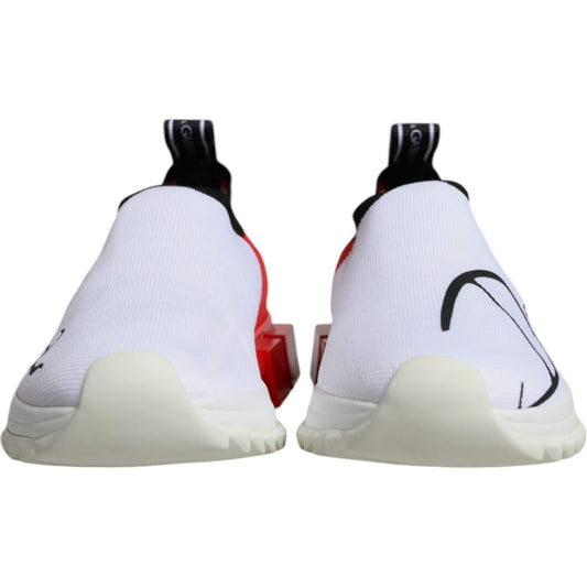 Dolce & Gabbana White Red Low Top Sorrento Men Sneakers Shoes LA11793-36