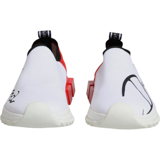 Dolce & Gabbana White Red Low Top Sorrento Men Sneakers Shoes LA11843-36