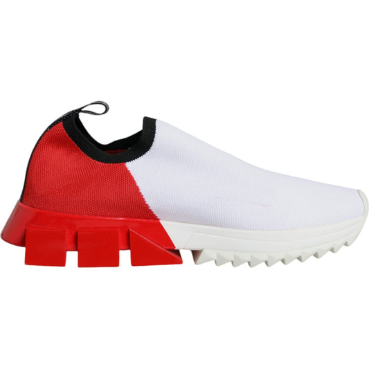 Dolce & Gabbana White Red Low Top Sorrento Men Sneakers Shoes LA11843-36