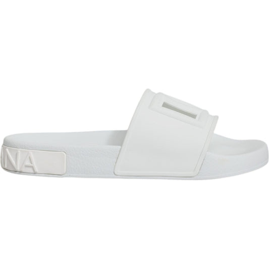 Dolce & Gabbana White Rubber Slides Sandals Beachwear Shoes LA11759-37