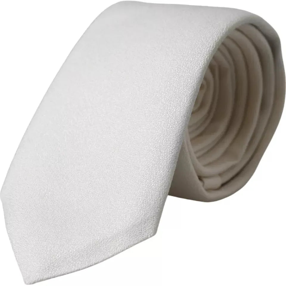 Dolce & Gabbana White Silk Classic Adjustable Men Tie KRA3366
