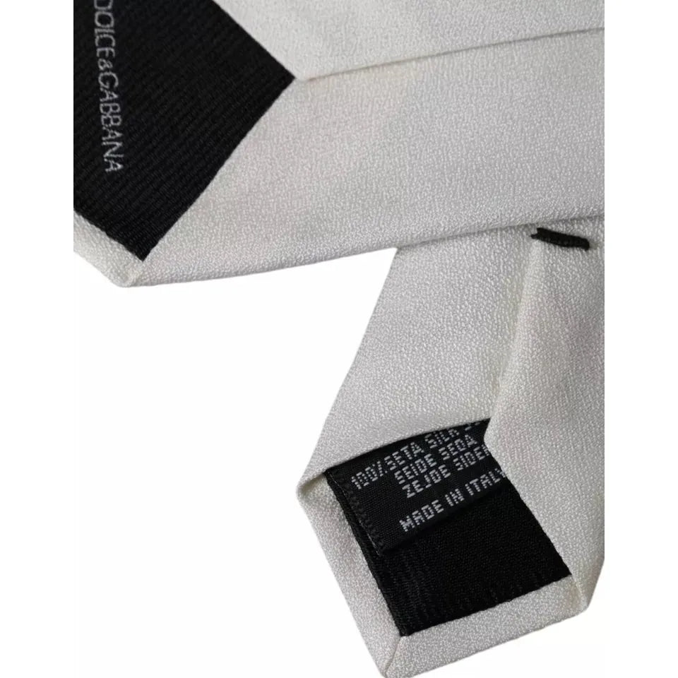 Dolce & Gabbana White Silk Classic Adjustable Men Tie KRA3366