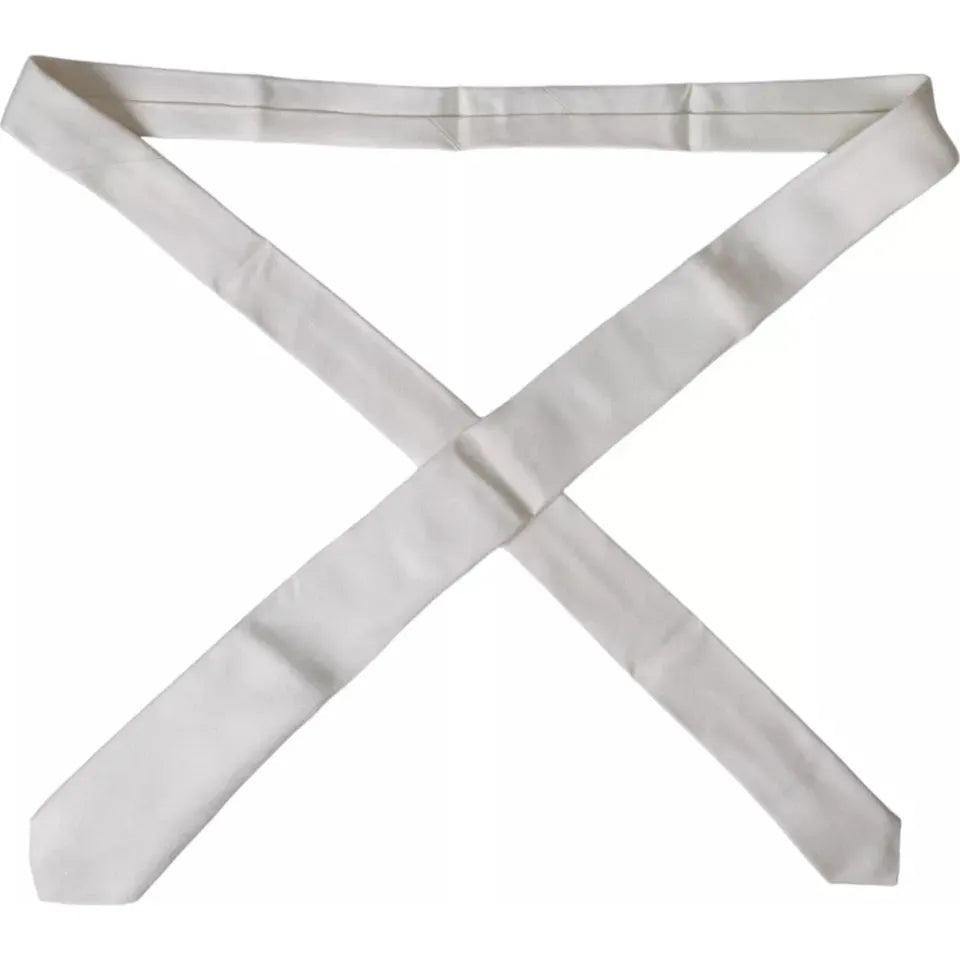 Dolce & Gabbana White Silk Classic Adjustable Men Tie KRA3366