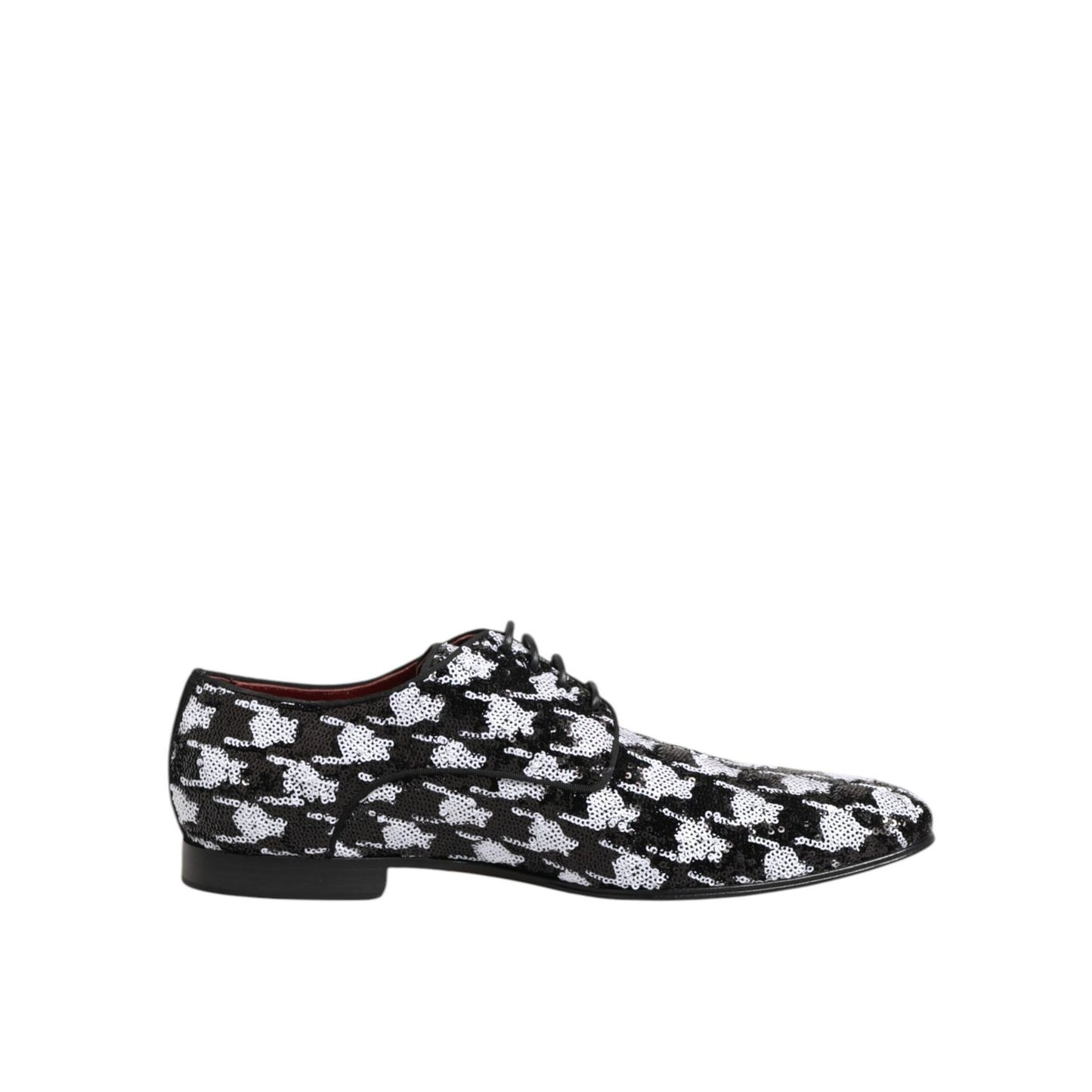 Dolce & Gabbana Dress Black White Sequined Lace Up Derby Shoes