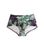 Dolce & Gabbana Eggplant Print High-Waist Briefs Underwear with green leaf design and white base, stylish and comfortable lingerie.