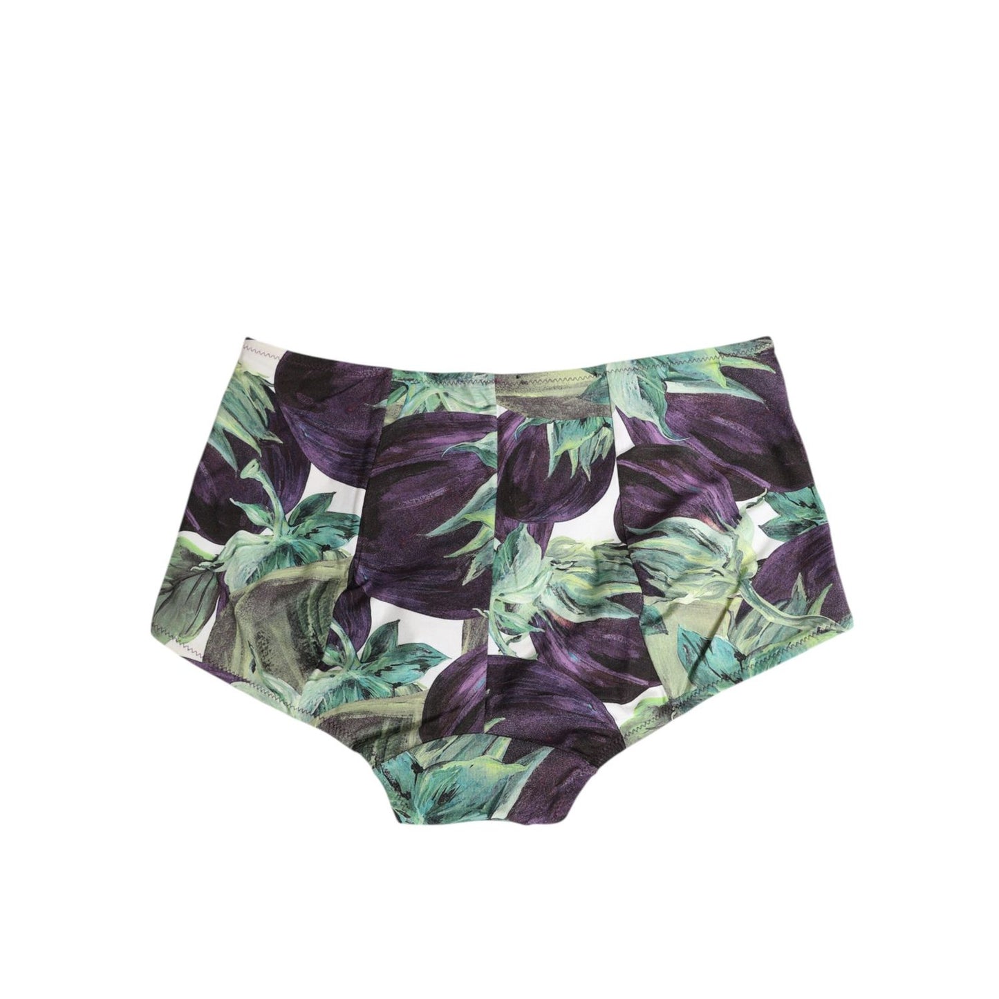 Dolce & Gabbana Eggplant Print High-Waist Briefs Underwear with purple and green design on white background