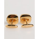 Dolce & Gabbana Gold Malachite Green Stone Square Men's Accessory Cufflink with gold-tone metal and detailed design.