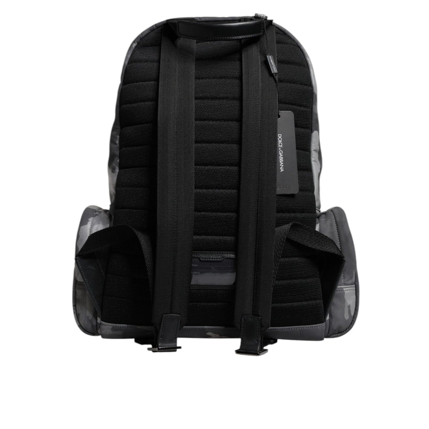 Dolce & Gabbana Gray Cotton Camouflage Logo Plaque Backpack Bag