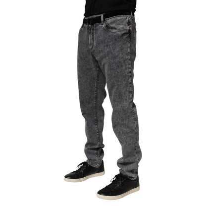 Dolce & Gabbana Gray Cotton Slim Fit Denim Trouser Jeans