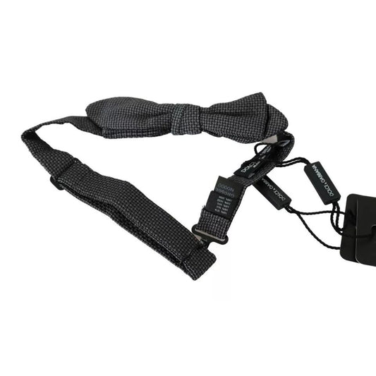 Dolce & Gabbana Gray Silk Patterned Mens Necktie Bow Tie