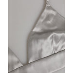 Dolce & Gabbana Gray Silk Satin Triangle Soft Cup Bra Underwear featuring luxurious satin fabric and elegant design