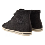 Dolce & Gabbana Gray Wool Cotton Casual High Top Sneakers featuring logo detail and rubber sole, made in Italy.