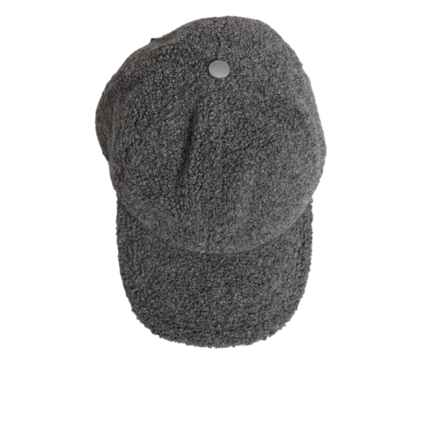 Dolce & Gabbana Gray Wool Fleece Rapper Men Baseball Capello Hat - top view of luxury gray fleece wool cap.