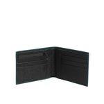 Dolce & Gabbana Green Leather DG Logo Plaque Bifold Men Card Holder Wallet, open view, showing interior compartments of the luxury wallet