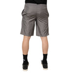 Dolce & Gabbana Light Gray Nylon Elastic Waist Shorts Swimwear, rear view showcasing sleek design and comfortable fit.