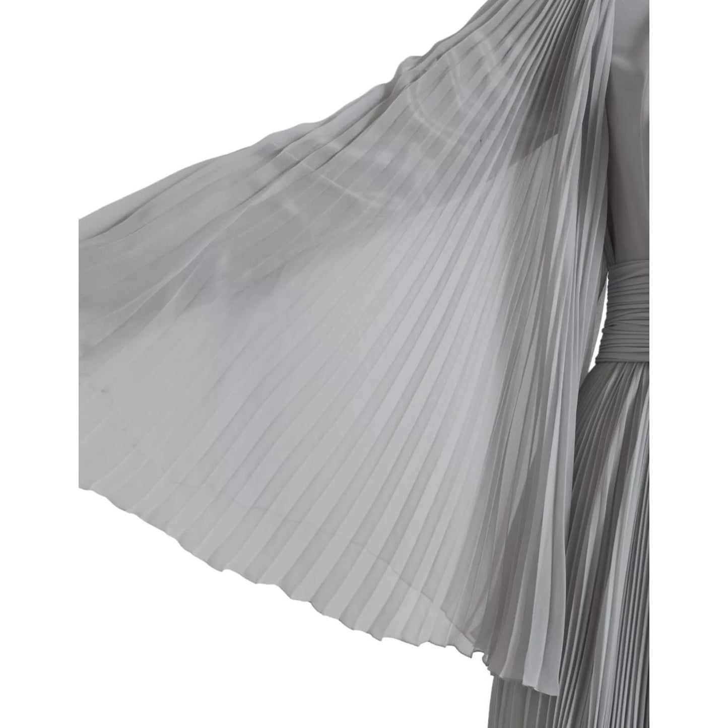 Dolce & Gabbana Light Grey Polyester Pleated Long Maxi Dress