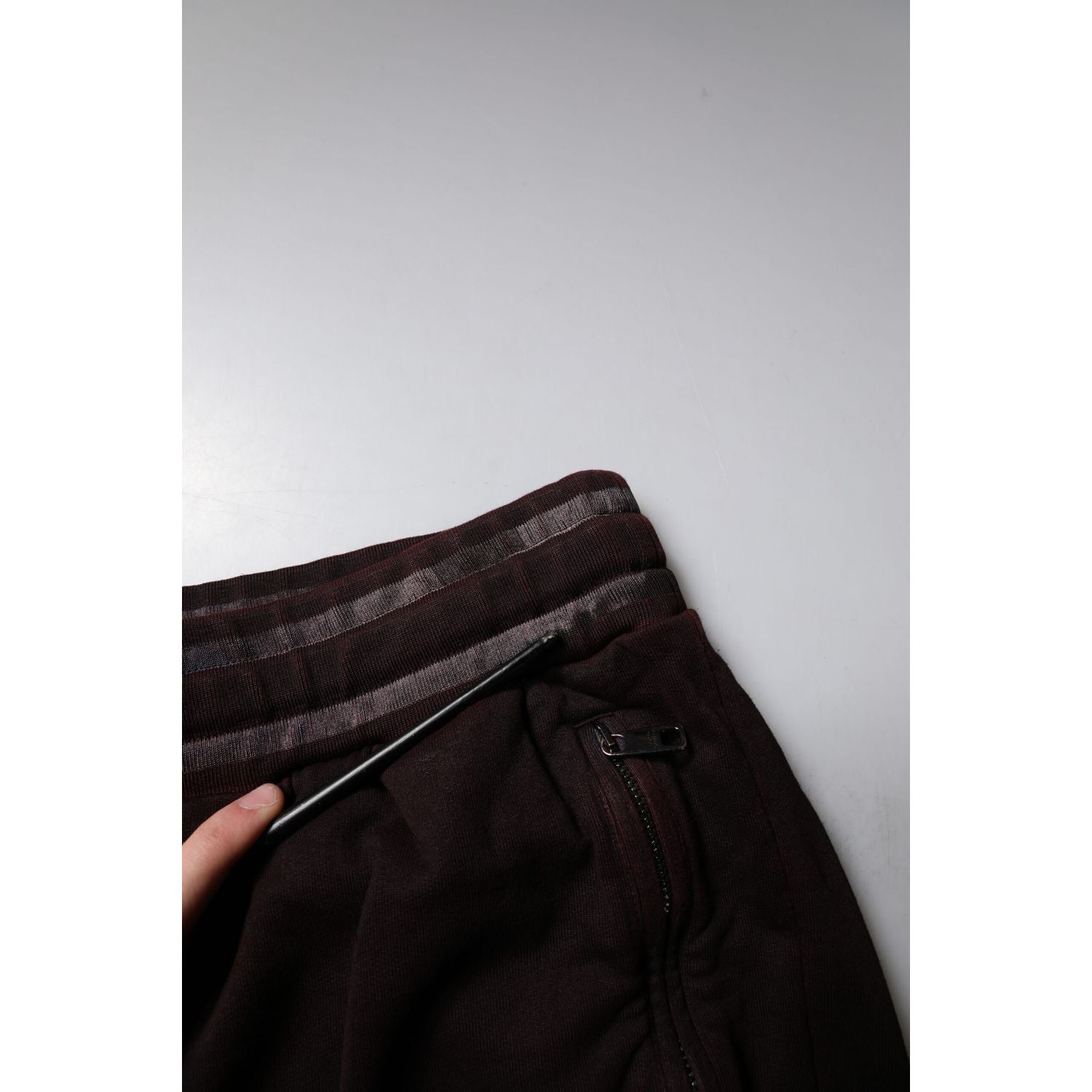 Dolce & Gabbana Maroon Cotton Logo Plaque Men Bermuda Shorts