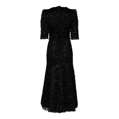 Dolce & Gabbana Metallic Black Polyester A-line Midi Dress