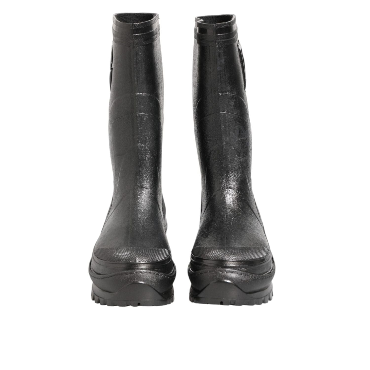 Dolce & Gabbana Metallic Black Pull On Rain Boots Men Shoes