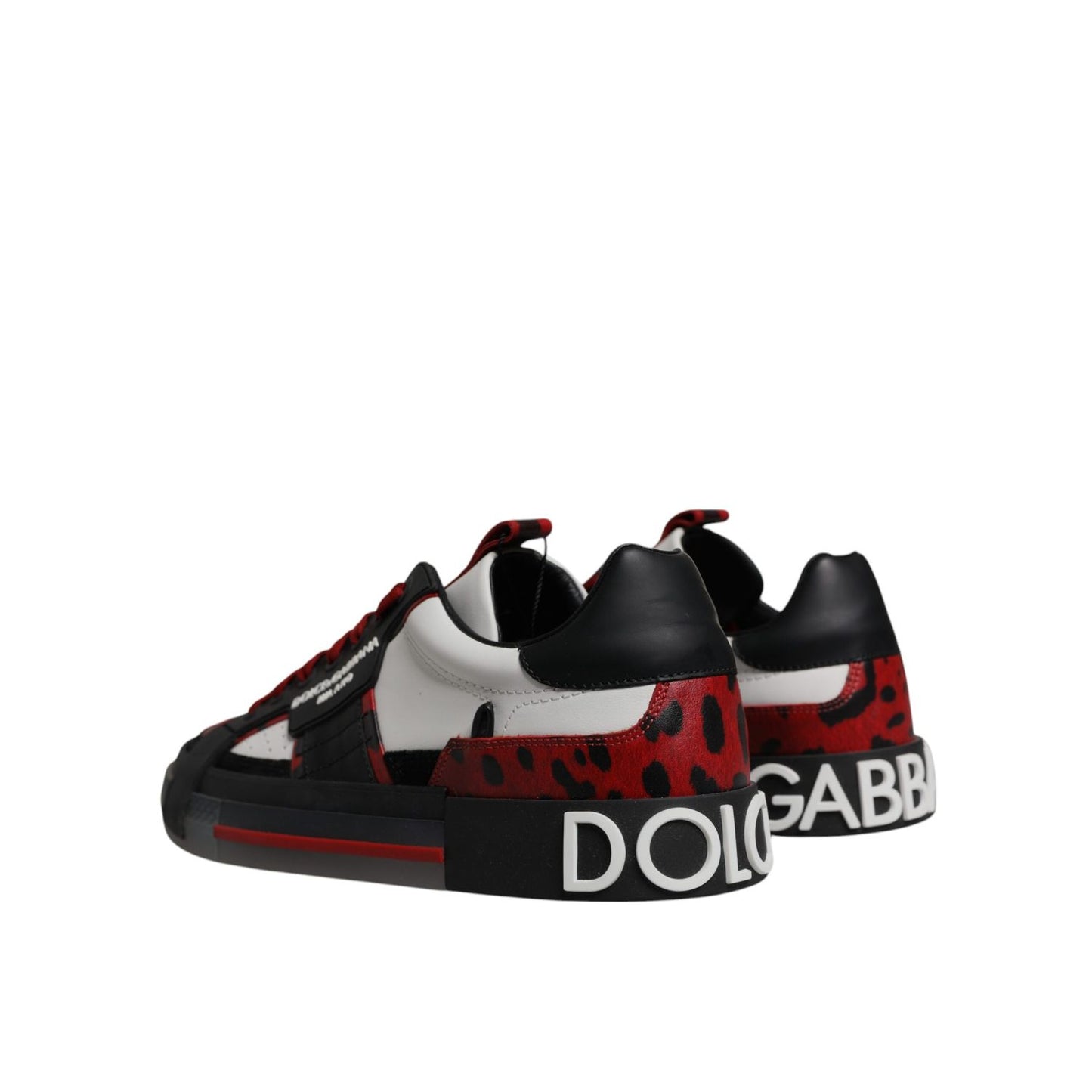 Dolce & Gabbana Multicolor Custom 2.Zero Sneakers Shoes in black, white, and red with logo detail on the heel.