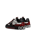 Dolce & Gabbana Multicolor Custom 2.Zero Sneakers Shoes in black, white, and red with logo detail on the heel.