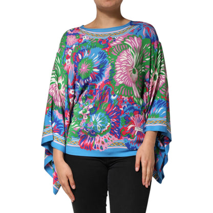 Dolce & Gabbana Multicolor Floral Print Silk Tunic Blouse Top
